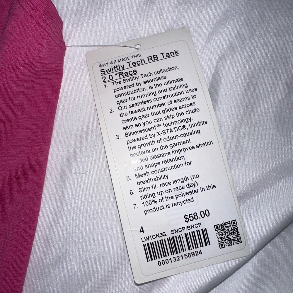 lululemon athletica sonic pink size 4 Swifty Tech Tank race length